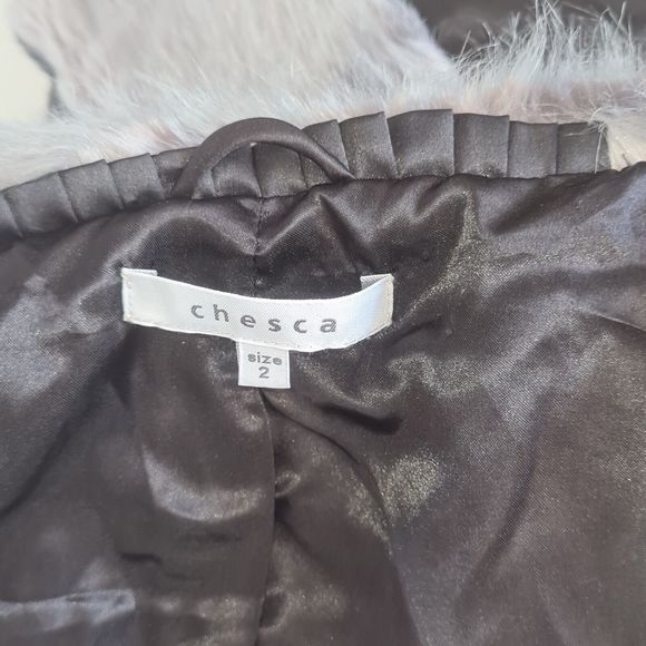 CHESCA (2) Black Fur Coat Size UK 16 18 EU 44 46 Faux-Fur Collar Jacket Cosy - Picture 9 of 9